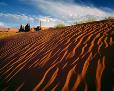 Sand dunes in Monument Valley. “Totem Pole” & “Yei Bi Chai Rocks” in  background. 